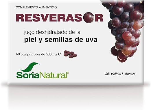 Soria Natural Resverasor Premium - Resveratrol Pastillas. Imagen de la caja del producto.